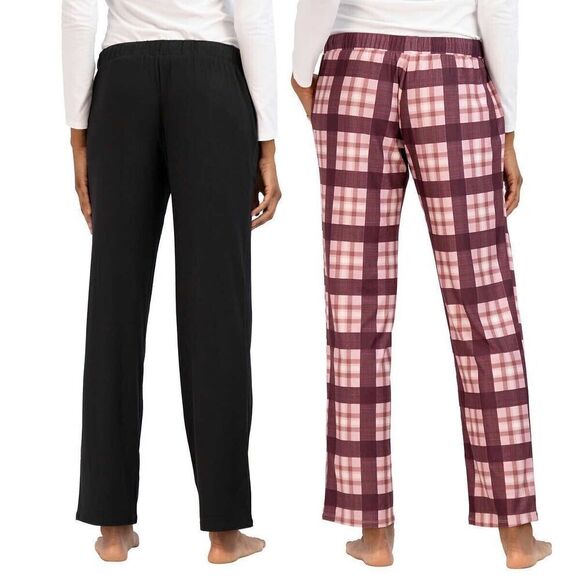 Lucky Brand Women's Sz XL Black/Pink Plaid Straight Leg Lounge Pants, 2-Pack - Picture 11 of 11